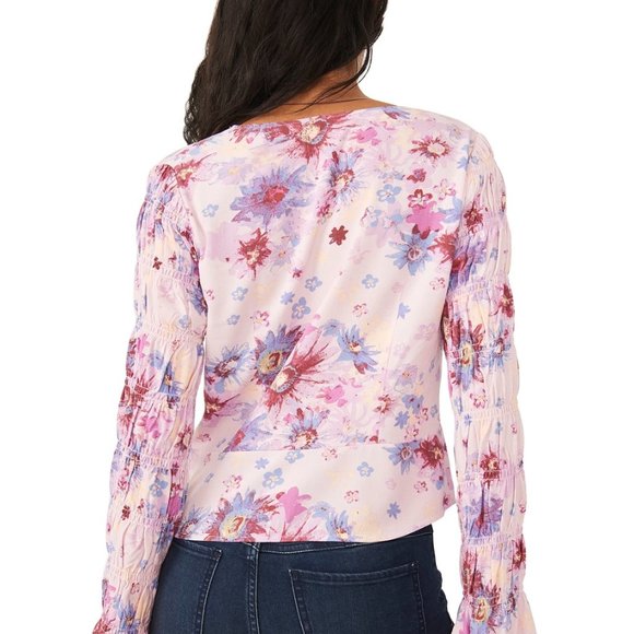 Free People Venice Floral Tie-Front Top Large | Rose Combo | NWT | Boho Blouse - Picture 3 of 13